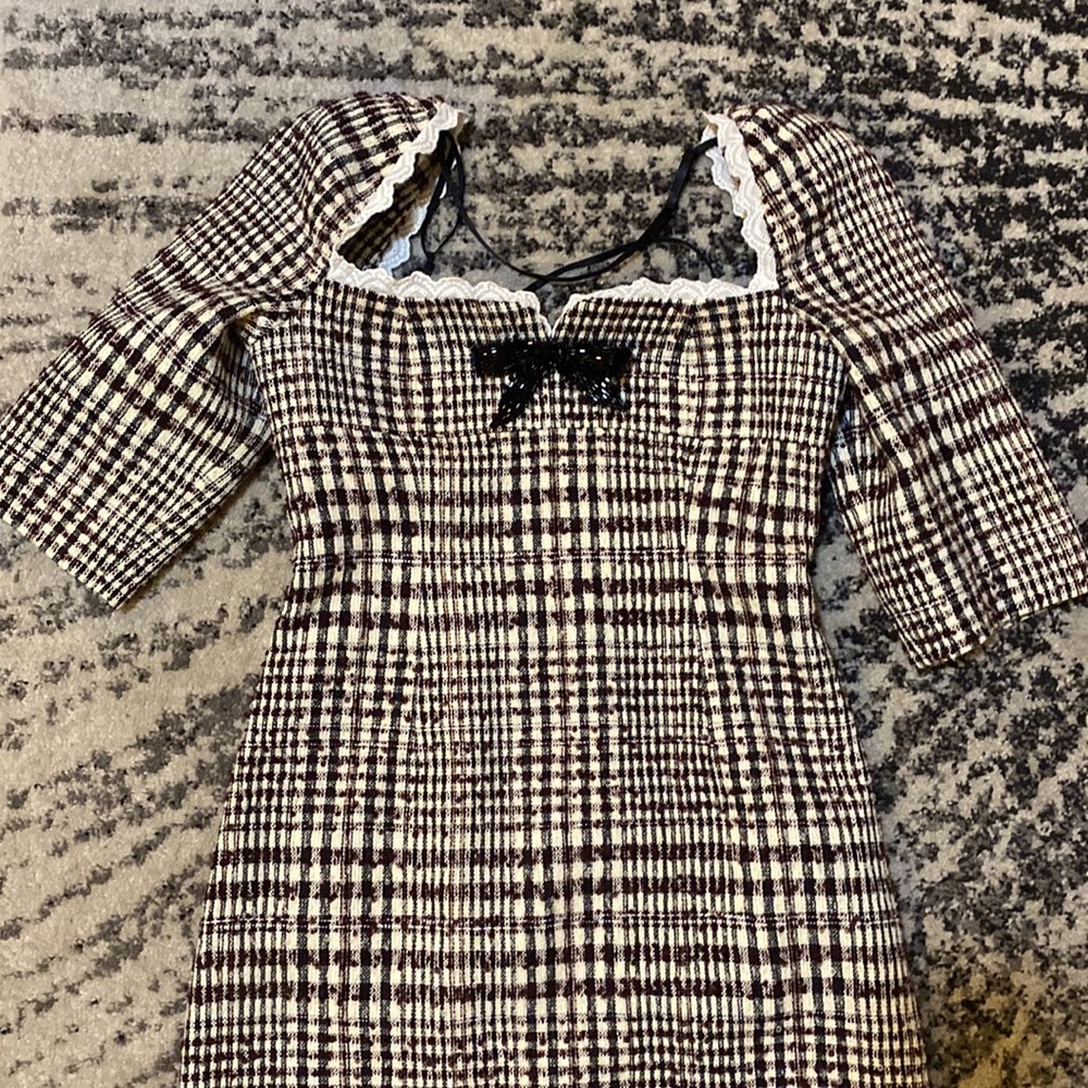 SHUSHU/TONG Brown Check Minidress size US 6 - Picture 3 of 7